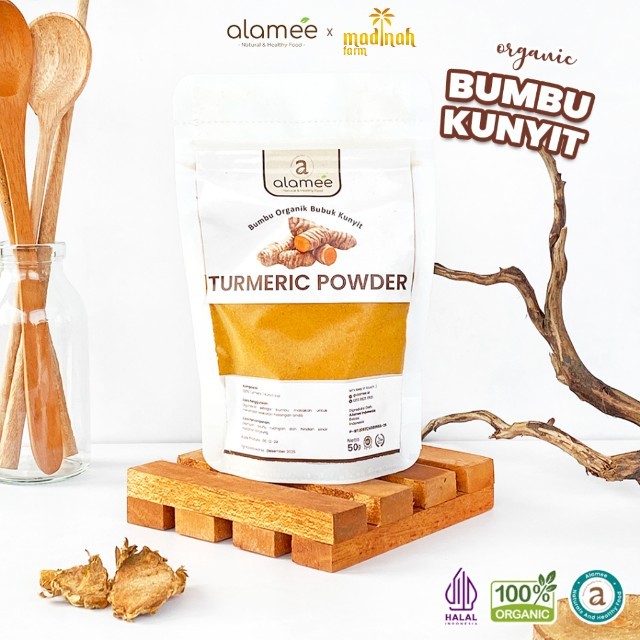 

ALAMEE Kunyit Bubuk Turmeric Powder Ground Bumbu Dapur Instan Organik Murni Asli Tanpa Campuran madinah