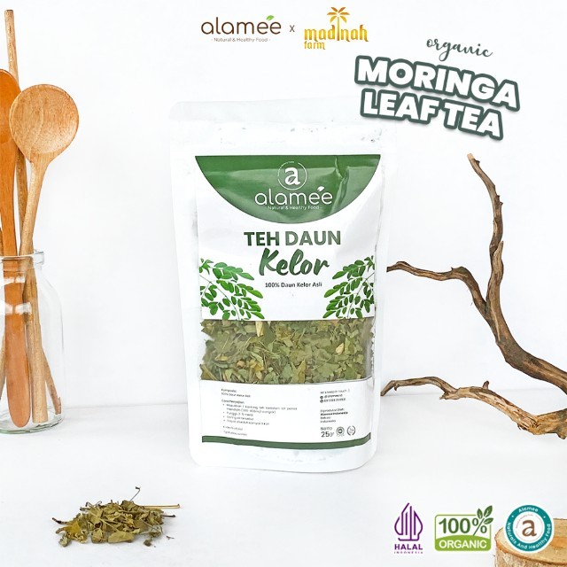 

Teh Daun Kelor Tea Bunga Herbal Alami Organic Natural Non Msg Siap Seduh 25gr madinah