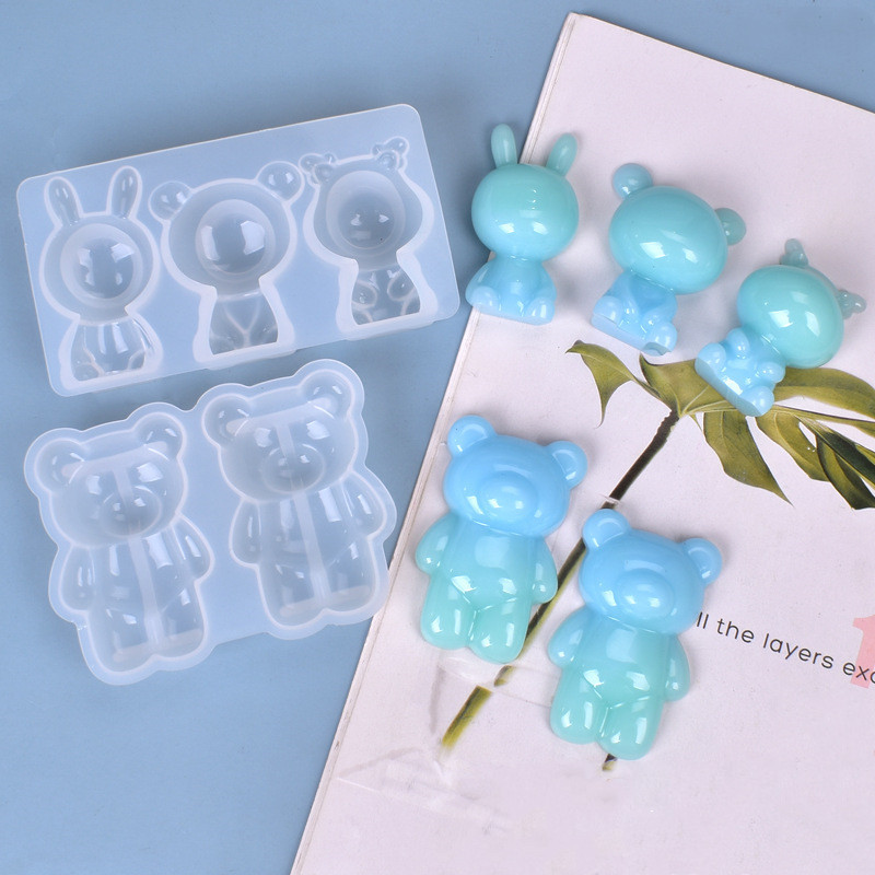 

DIY Crystal Epoxy Resin Mold Bear And Doll Cute Three-dimensional Set-up Jewelry Silicone Mold