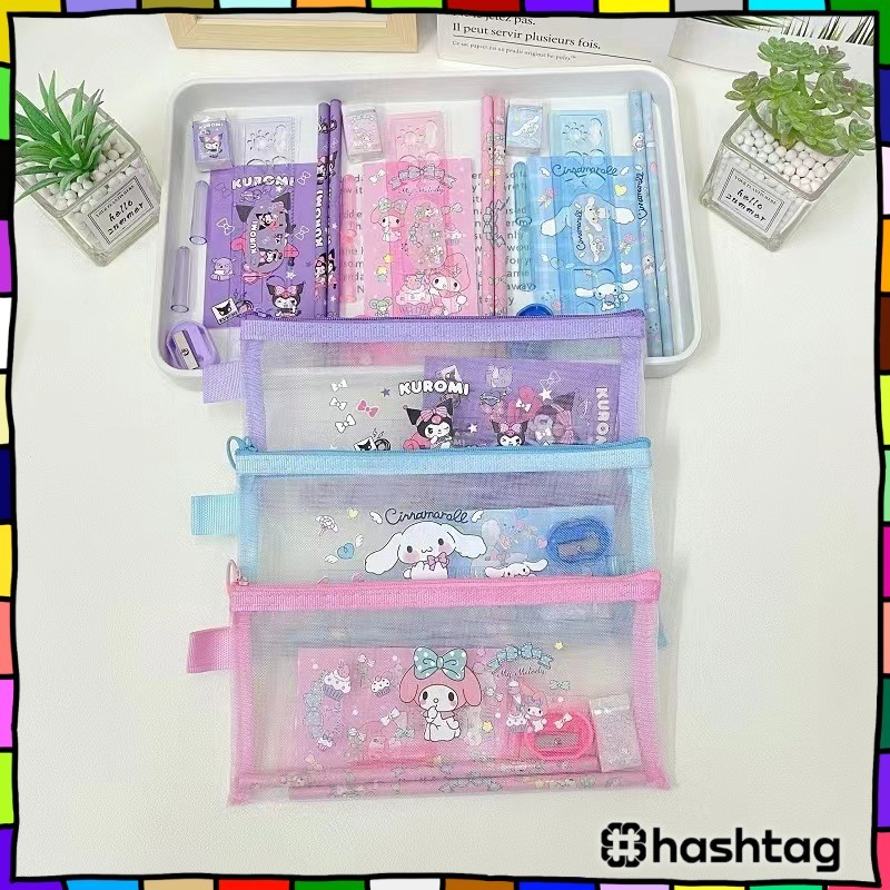 

#️⃣ Kotak Pensil Set Jaring Sanrio Cinnamoroll Kuromi Melody Y3512