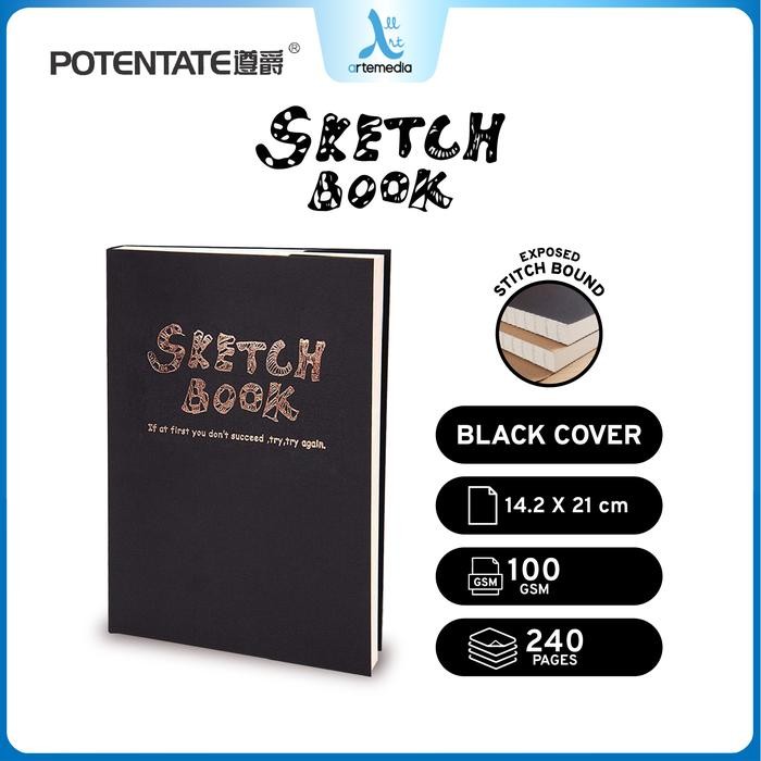 

【M-MT】FLASH SALE!!! Potentate Sketchbook Exposed Bound Soft Cover Buku Sketsa - BLACK COVER
