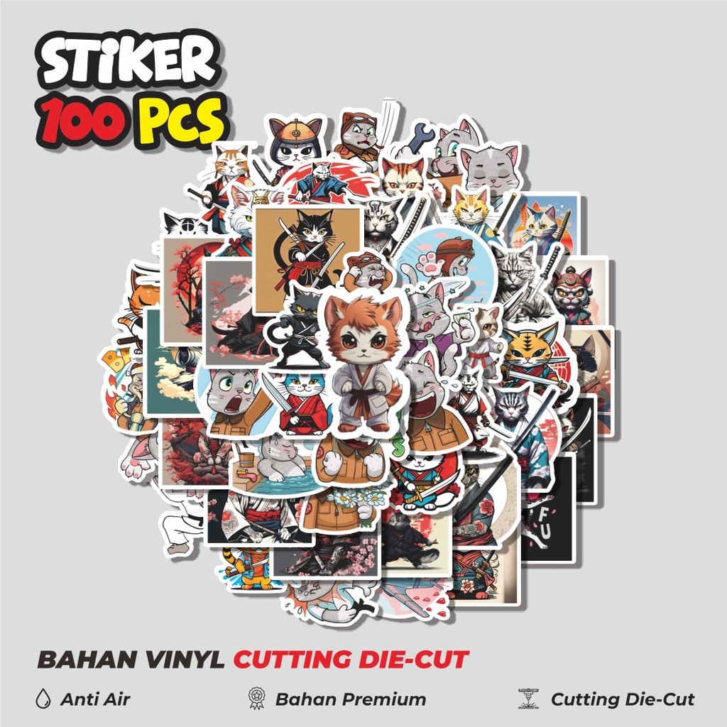 

Terbaru! 50 pcs Stiker Kartun Kung Fu Cats/ Kucing Dekorasi Lucu Kreatif untuk Notebook, Skateboard, HP