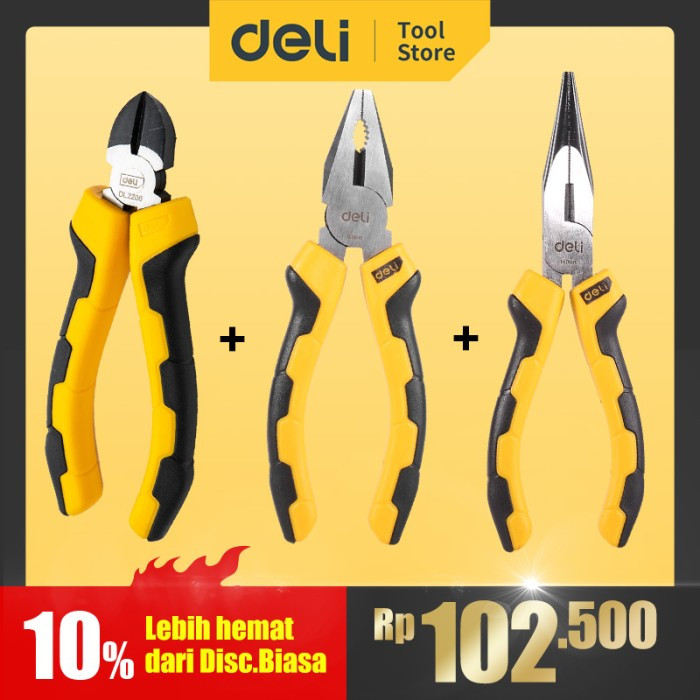 Deli Tang Set - Tang Kombinasi Tang Lancip Tang Potong 1 Set 6 inch