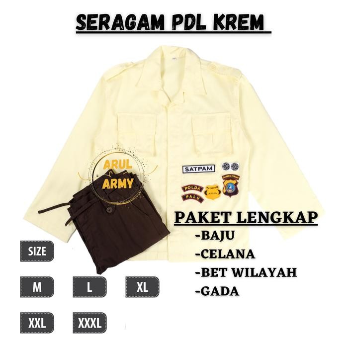 Seragam satpam terbaru 2022 krem baju setelan security pdh pdl cream - PDH KREM, M