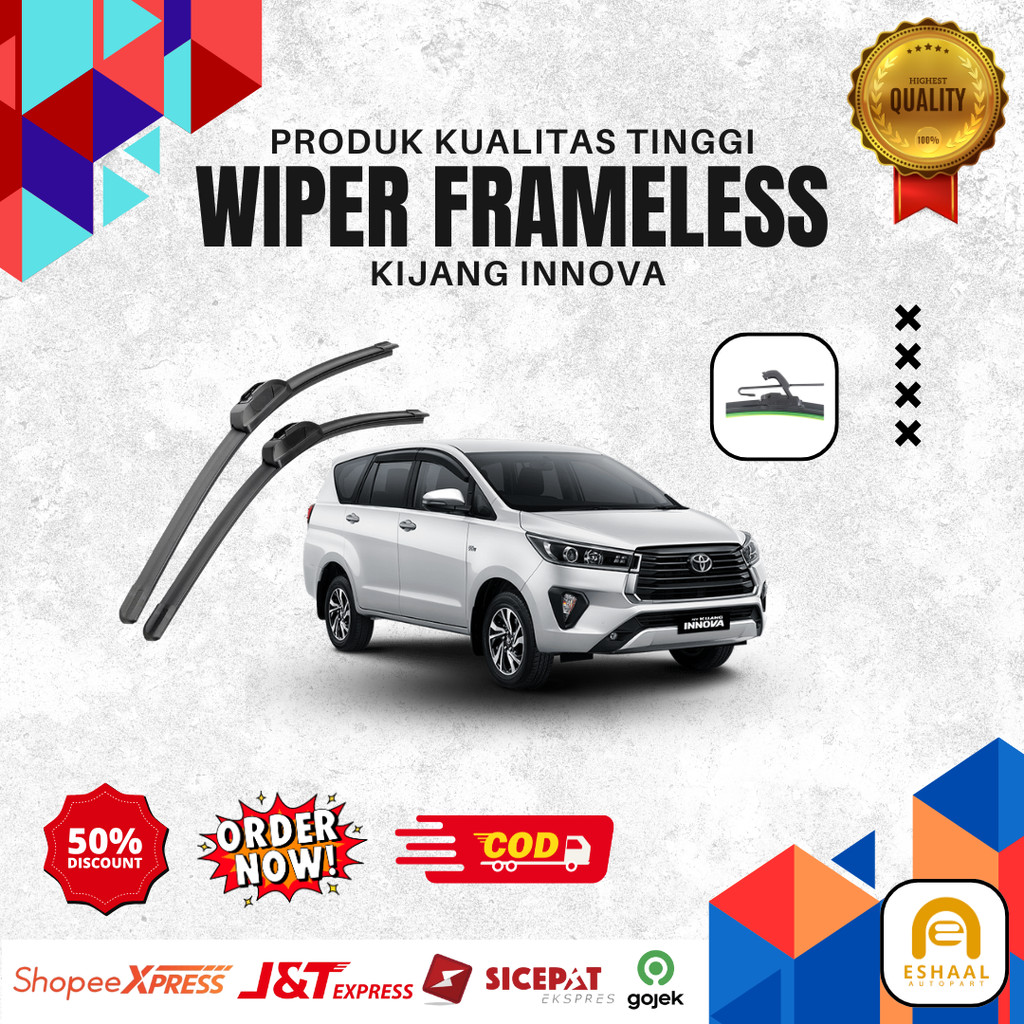 ( 1 SET ) Wiper Mobil Frameless Kijang Innova Sepasang Isi 2 Pcs Kanan Kiri | Wiper Kaca Mobil Kijan