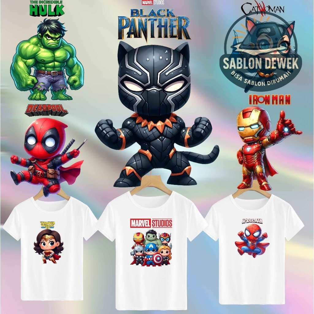 

SABLON Sticker DTF Ukuran 14cm TEMA Superhero Chibi