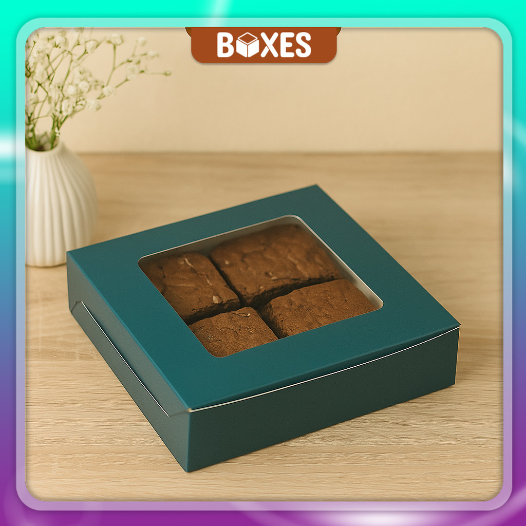 Besek Catering / Besek Nasi / Kotak Snack motif Anyam Coklat / Box Ivory jendela mika / Dus Brownies