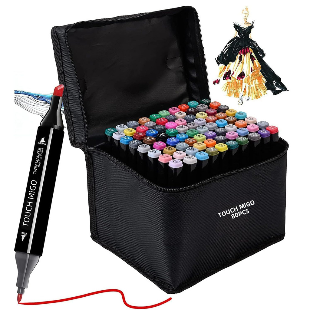 

80 Colors Marker Pen Set Color Markers Alcohol Art Markers Refillable Coloring Pens Dual Tips Drawing Manga School Art Supplies