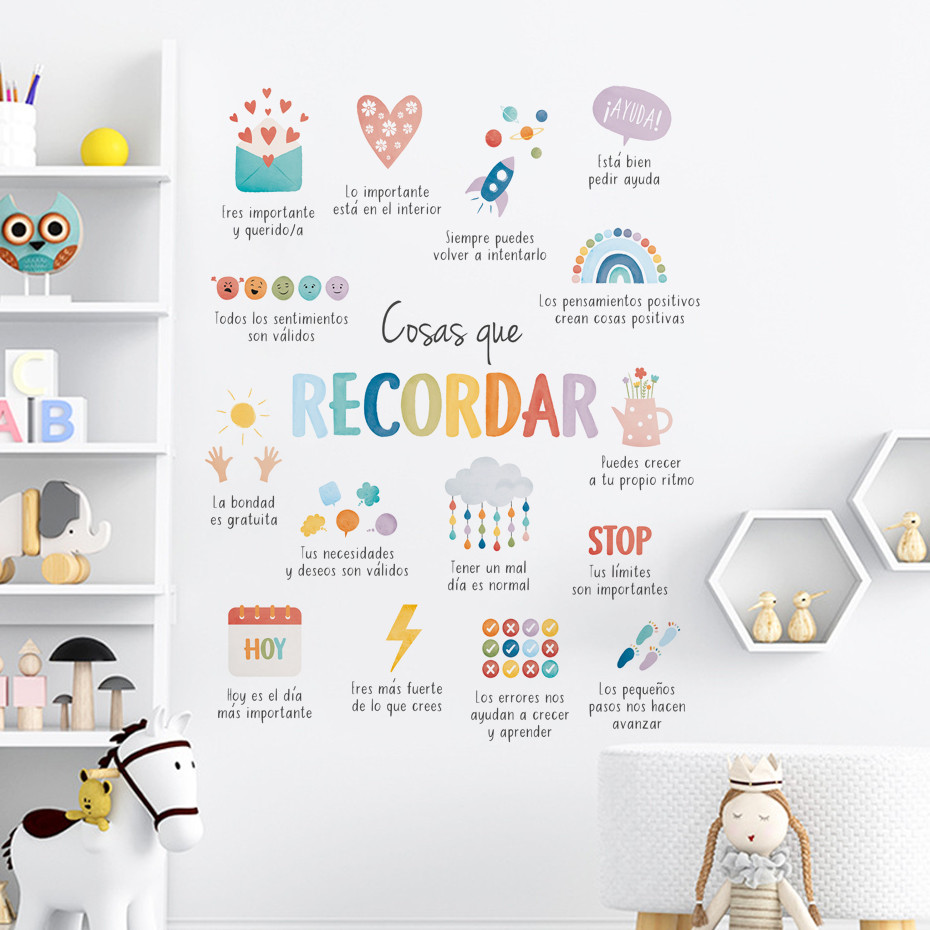 

Spanish Things To Remember Kids Wall Sticker Art Spanish Office Decor Spanish Calming Corner Baby Room Decor