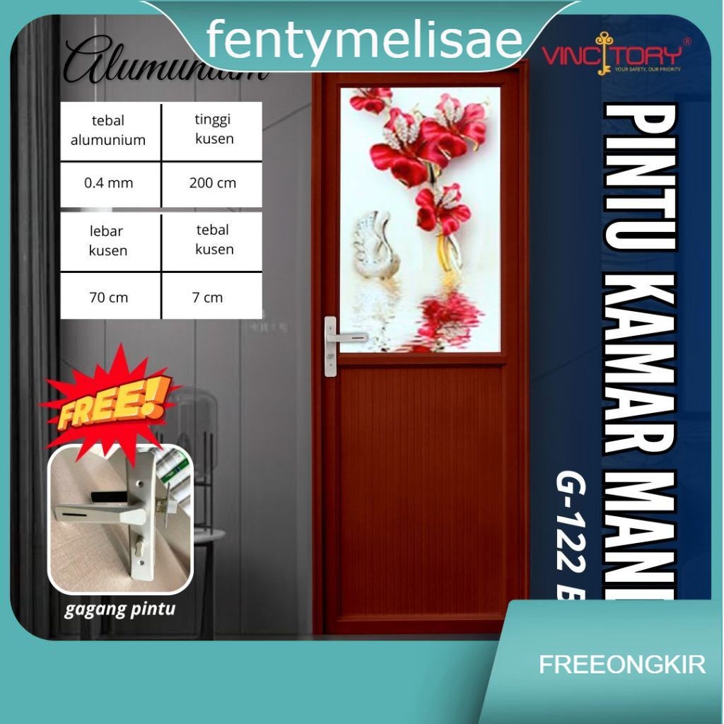 VINCITORY Pintu Kamar Mandi/ Pintu Kamar Mandi Aluminium PREMIUM/ Pintu Kamar