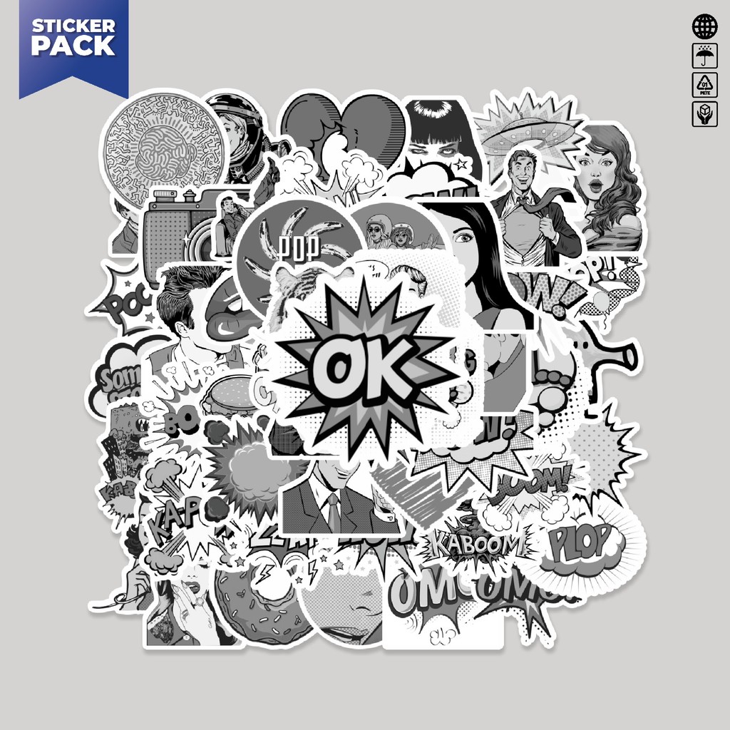 

[100PCS]Stiker Pack Stiker Comic Pop Art Sticker Aesthetic Vinyl Anti Air Dekorasi Sticker Laptop Buku Journal Koper Helm Casing HP Gitar Helm Skateboard