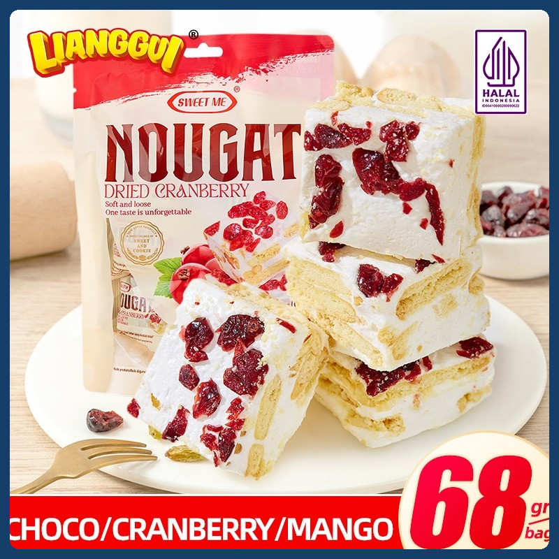 

Lianggui Nougat cokelat, cranberry, mangga, cemilan halal yang viral.