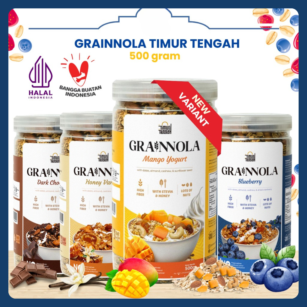 

Granola Timur Tengah 500 gr Sereal Sarapan Sehat Oatmeal With Almond and Mete
