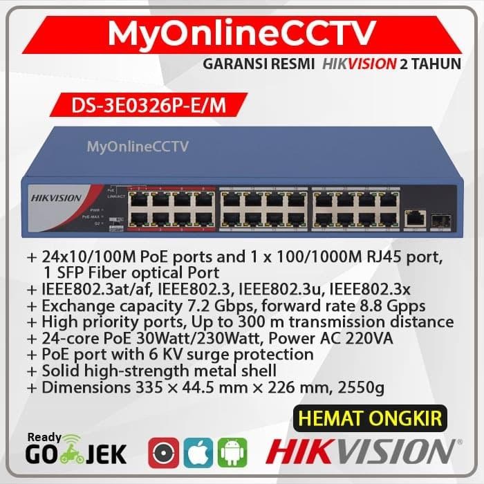 Hikvision DS-3E0326P-E/M POE Switch Hub 24+2 Resmi