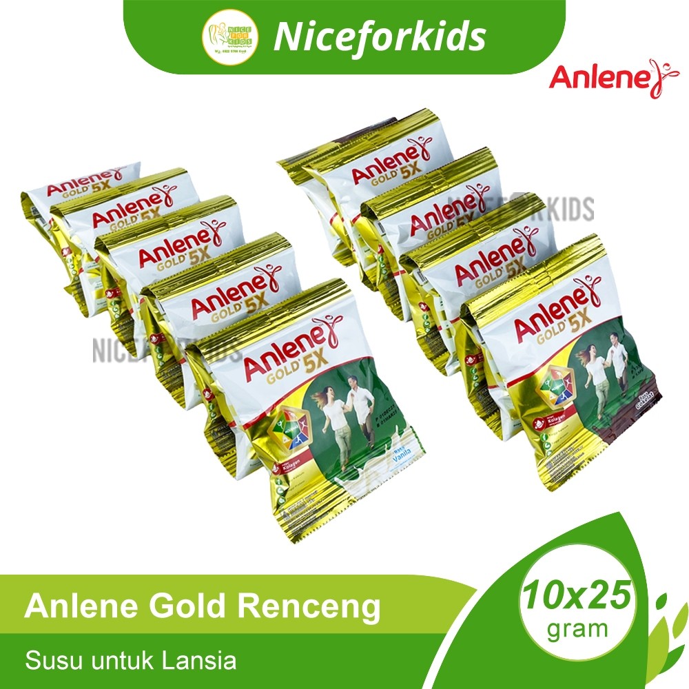 

Anlene Gold 5X Renceng Isi 10 x 25gr Susu Bubuk Tinggi Kalsium untuk Lansia 50+ / Susu Anlene Gold / Entrasol Renceng