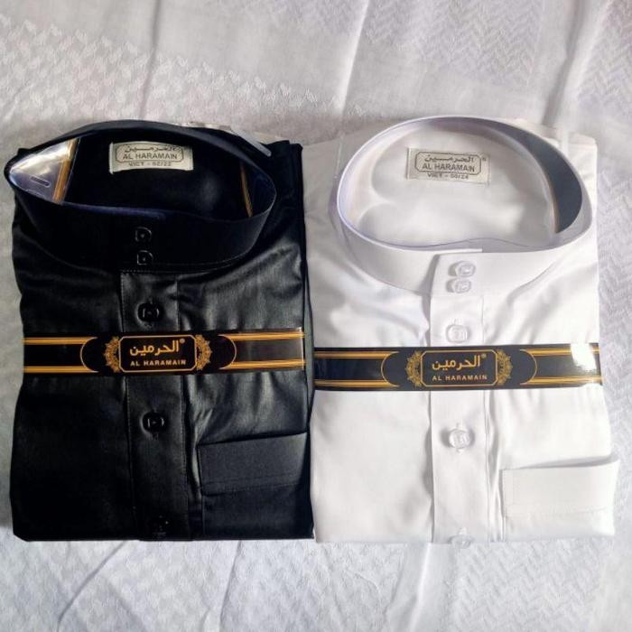 BISA COD GAMIS JUBAH AL HARAMAIN POLOS POLYSTER IMPORT VIETNAM PUTIH DAN HITAM WARNA ORIGINAL THOBE 