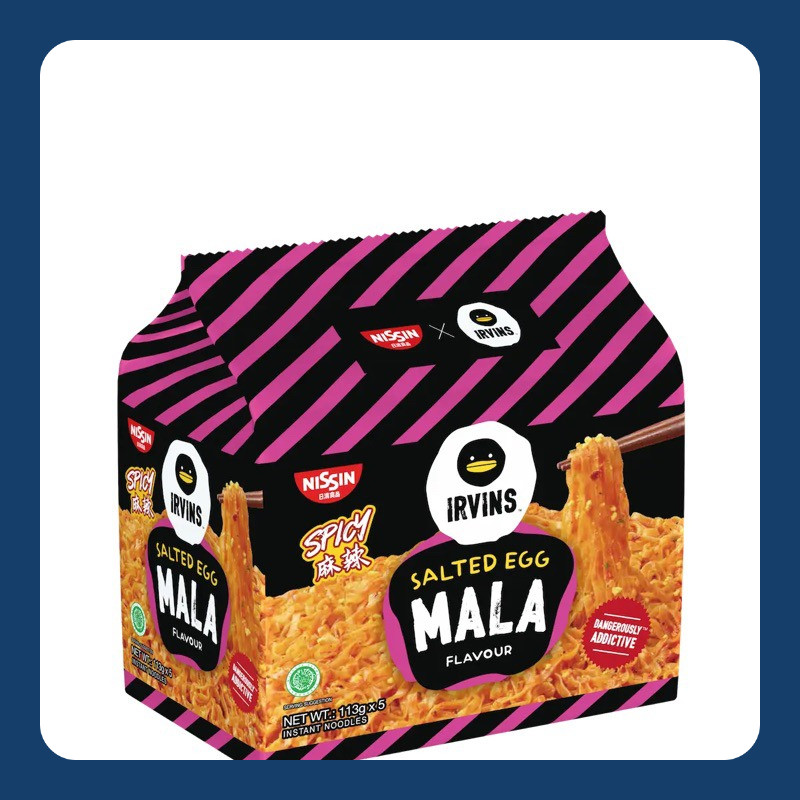 

NISSIN X IRVINS MALA SALTED EGG INSTANT NOODLE PACKET