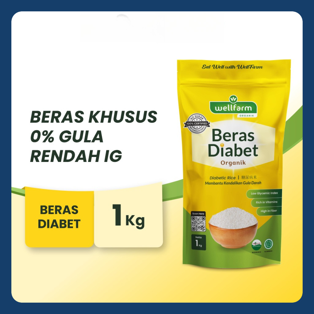 

WellFarm Beras Diabetes Organik 1 Kg | Beras Diabet Organik Sugar Free
