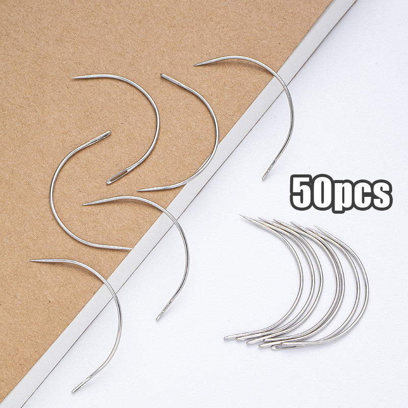 SIAP 50pcs Curve Needle Jarum lengkung Jahit Tangan Bentuk C Jarum Jahit Jok Jarum Tangan Set Untuk 