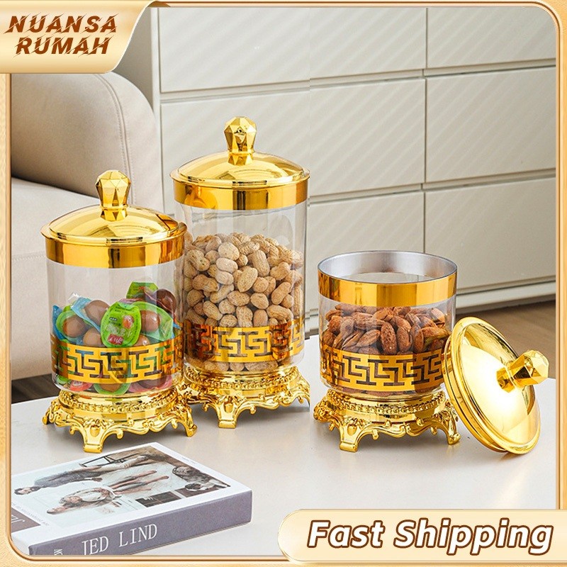 3pcs Toples Set Toples Jumbo Toples Kedap Udara Toples Lebaran Aesthetic Set Mewah Toples Kue Kering