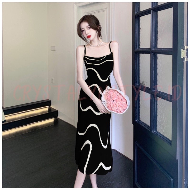 *IMPORT* Long Dress / Gaun / Tunik / Terusan Knit Korea Ombak Caramel Musim Panas