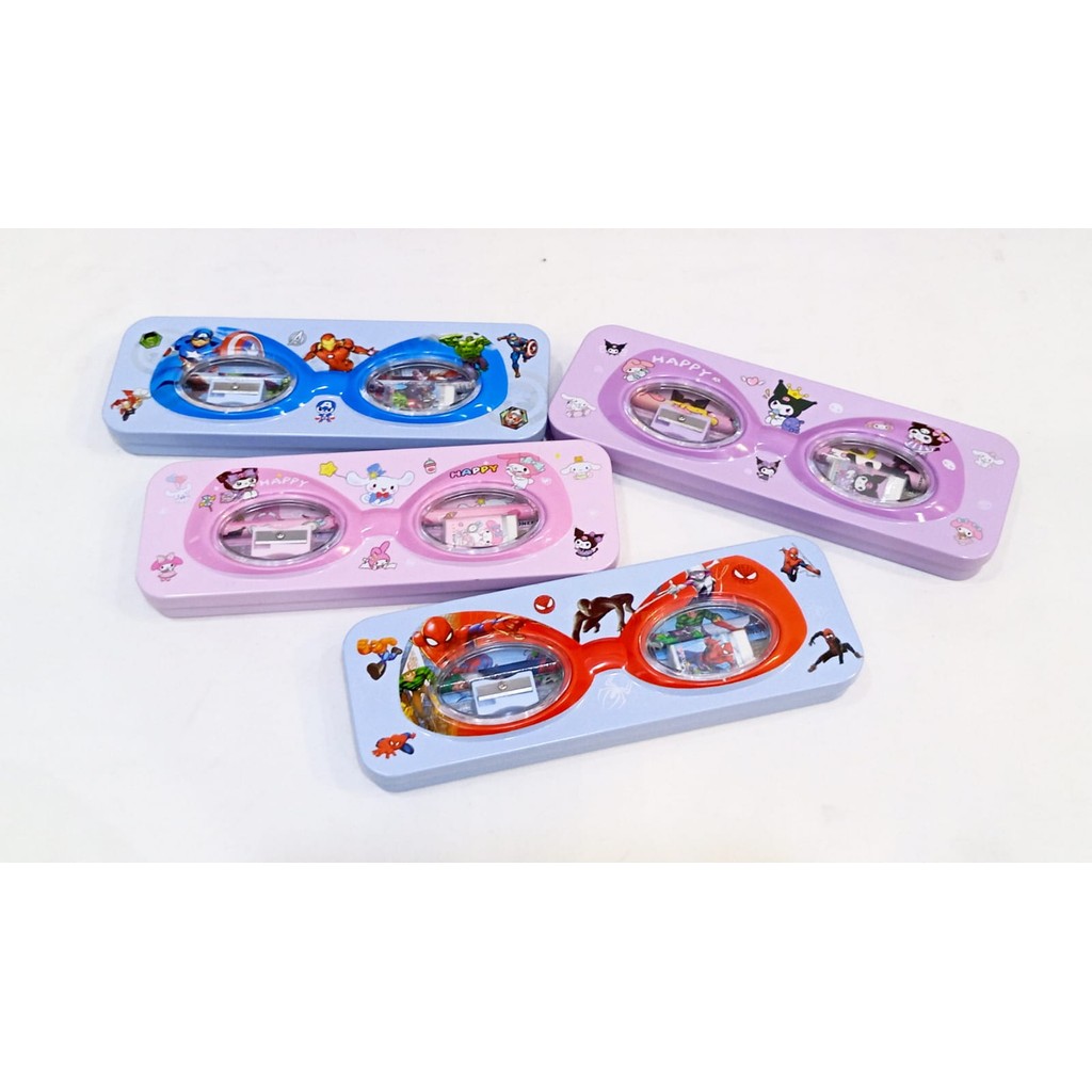 

Kotak pensil/tempat pensil kaleng fancy set motif sanrio bentuk kacamata LPY--99-35