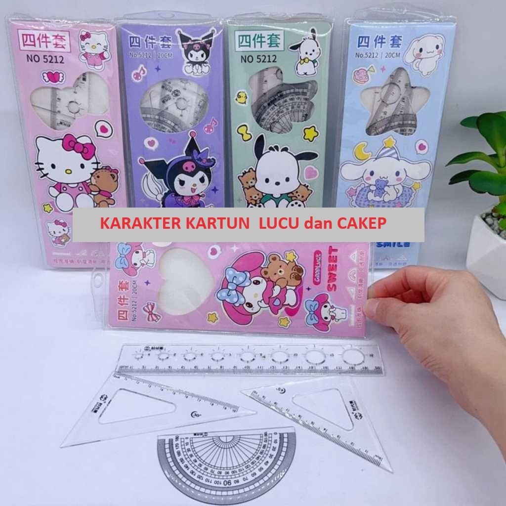 

[ MURAH ] Penggaris Set lengkap isi 4 Model kartun lucu dan cakep | Penggaris Plastik 1 Set Isi 4 pcs ruler - SAN BWI