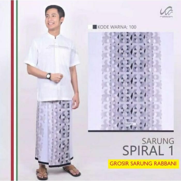 Rabbani Sarung Palestine Spiral 1 2 3 4 5 6 Putih Hitam Motif Terbaru - Spiral 1 Putih