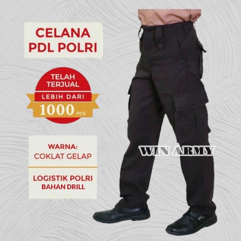 TPK Celana PDL Warna Coklat Polisi - Celana Lapangan Pramuka - Celana PDL Security - Satpam - POLRI 