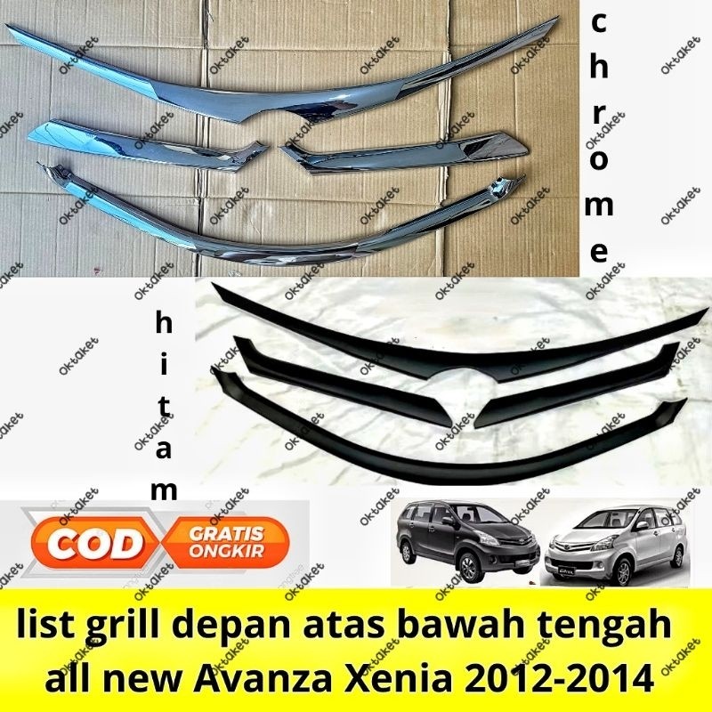 BROKSHOP list grill depan tengah bawah all new Avanza Xenia 2012 2013 2014 chrome