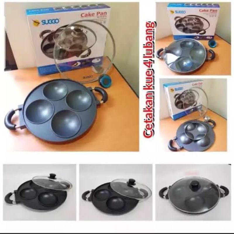 (AS) CETAKAN KUE SERABI SUGGO 4 LUBANG CEMBUNG SG-DCP4 / CAKE PAN