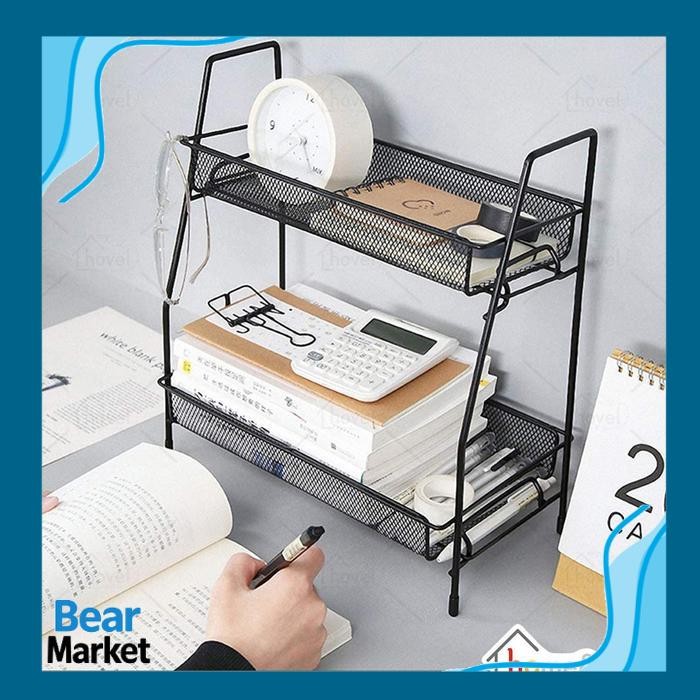 

BEAR Desk Organizer Rak Buku Meja Tempat Penyimpanan Alat Tulis Stationery File Box ATK - Small - WHITE, Bubblewrap