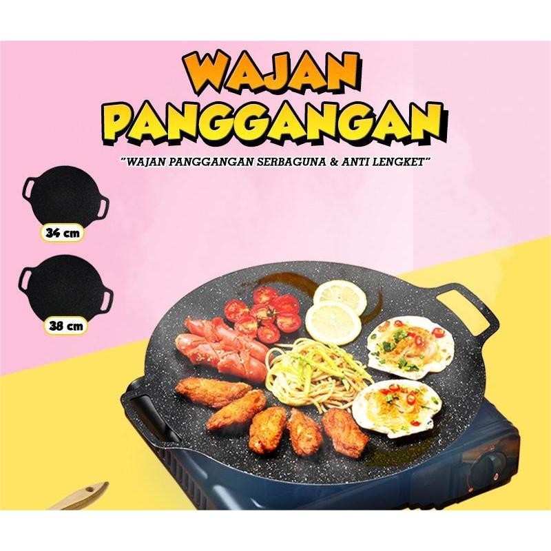 Alat Panggangan BBQ Grill Pan Korean Wajan Bulat Anti Lengket Serbaguna - ALAT MASAK - ALAT DAPUR