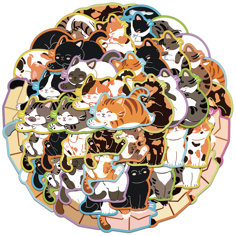 

50PCS Creative Cute Pet Cat Cute Cartoon Stickers DIY Phone Case Envelope Sealing Adhesive Waterproof Stickers