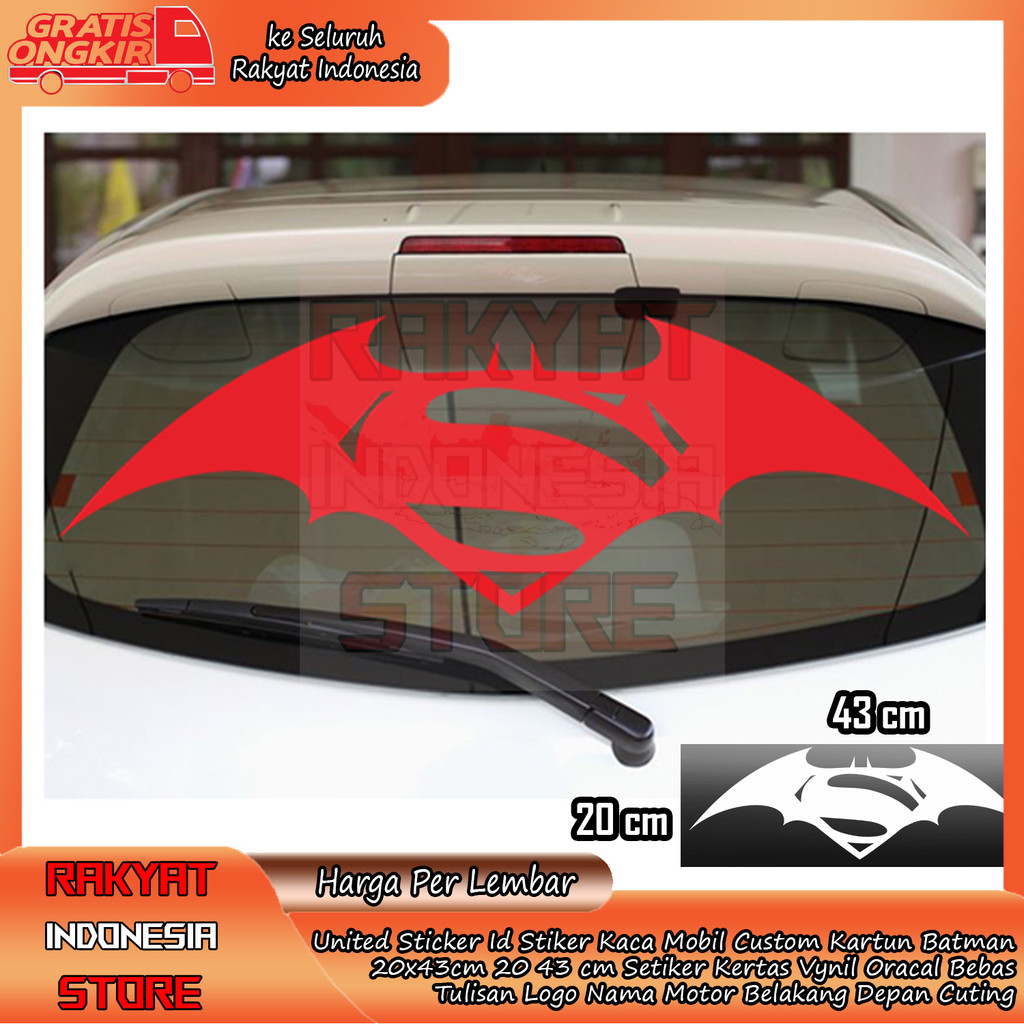 United Sticker Id - Stiker Kaca Mobil Kartun Batman 20x43cm 20 43 cm Betmen Setiker Kertas Vynil Ora