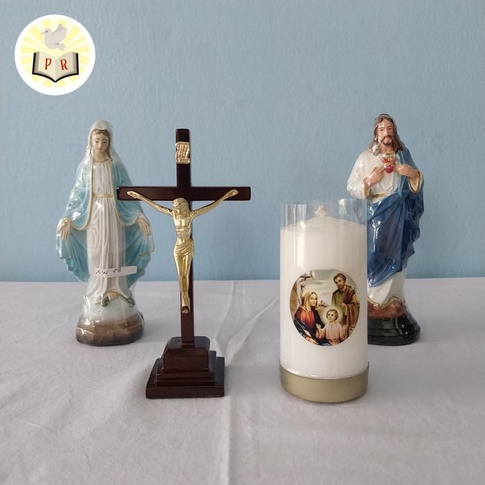 PAKET SET DOA 4 PATUNG YESUS MARIA DAN SALIB DEVOSIONAL KATOLIK