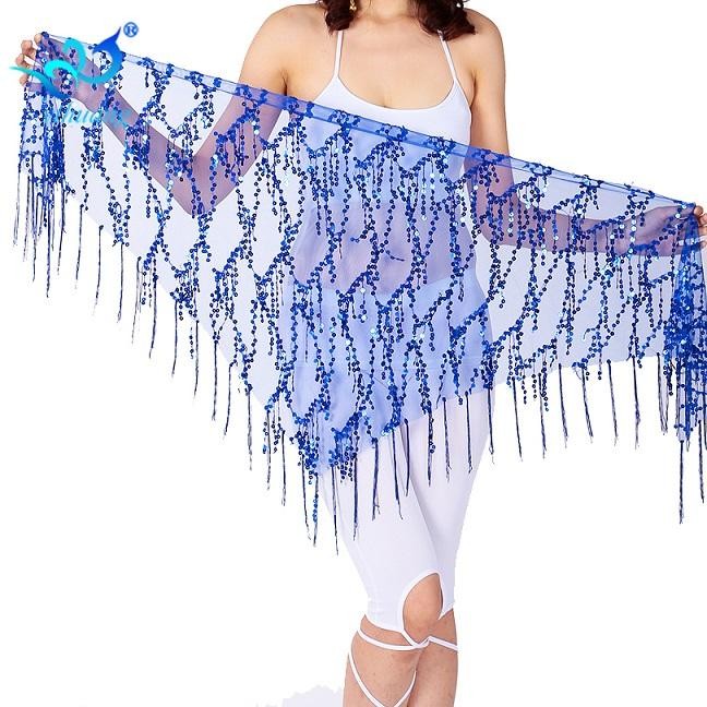 SELENDANG HIP SCARF SABUK BELLY DANCE PAYET TULLE RUMBAI TARI KOSTUM - Biru