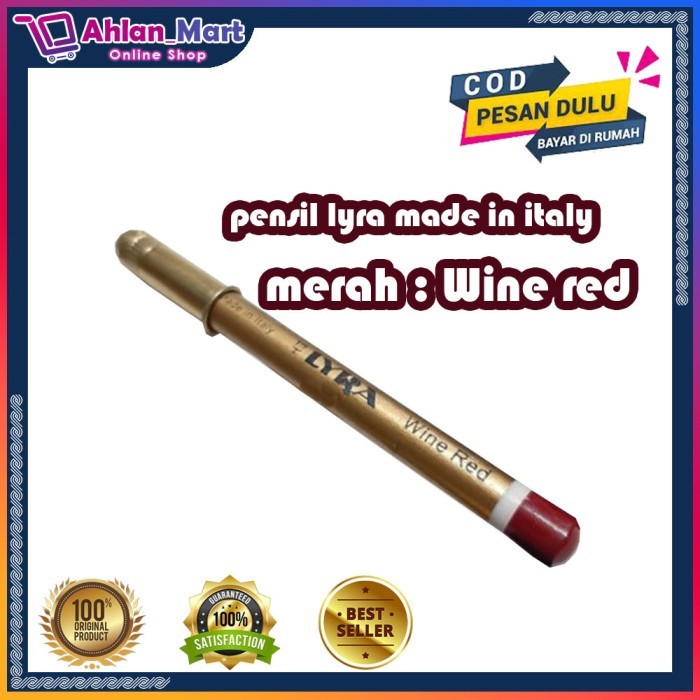 Celak Pensil Lyra merah wine red made in italy