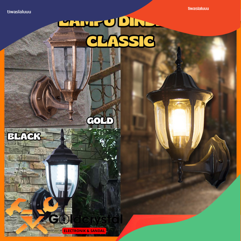 Lampu Dinding Outdoor Model Vintage Klasik Waterproff Lampu Dinding Classic Lampu Teras / Black/Gold