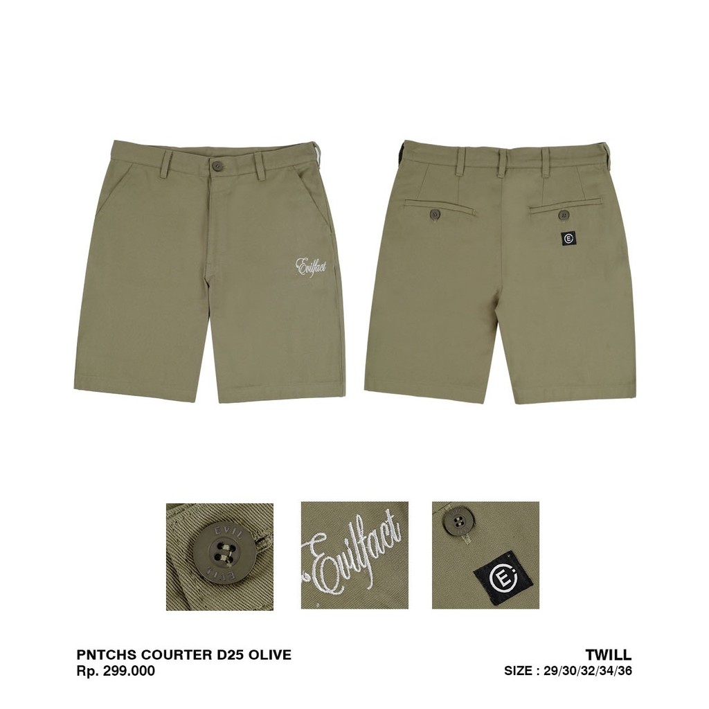 CELANA PENDEK SHORT PANTS CHINO CASUAL SIMPLE PRIA HIJAU ORIGINAL EVIL ARMY | COURTER C25 OLIVE