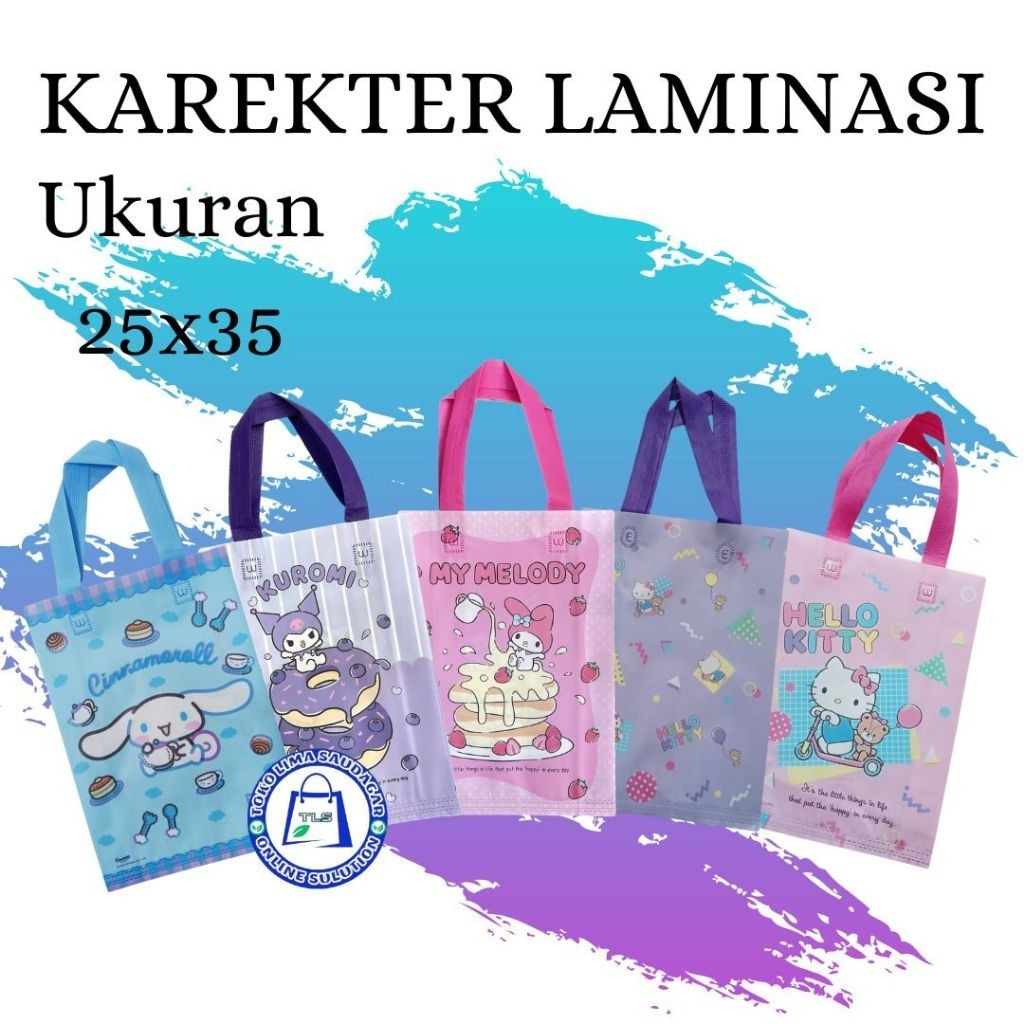 

Tas Karakter Laminasi Ukuran 25x35 Isi 12pcs Tas Sovemir Tas Kemasan Tas Serbaguna