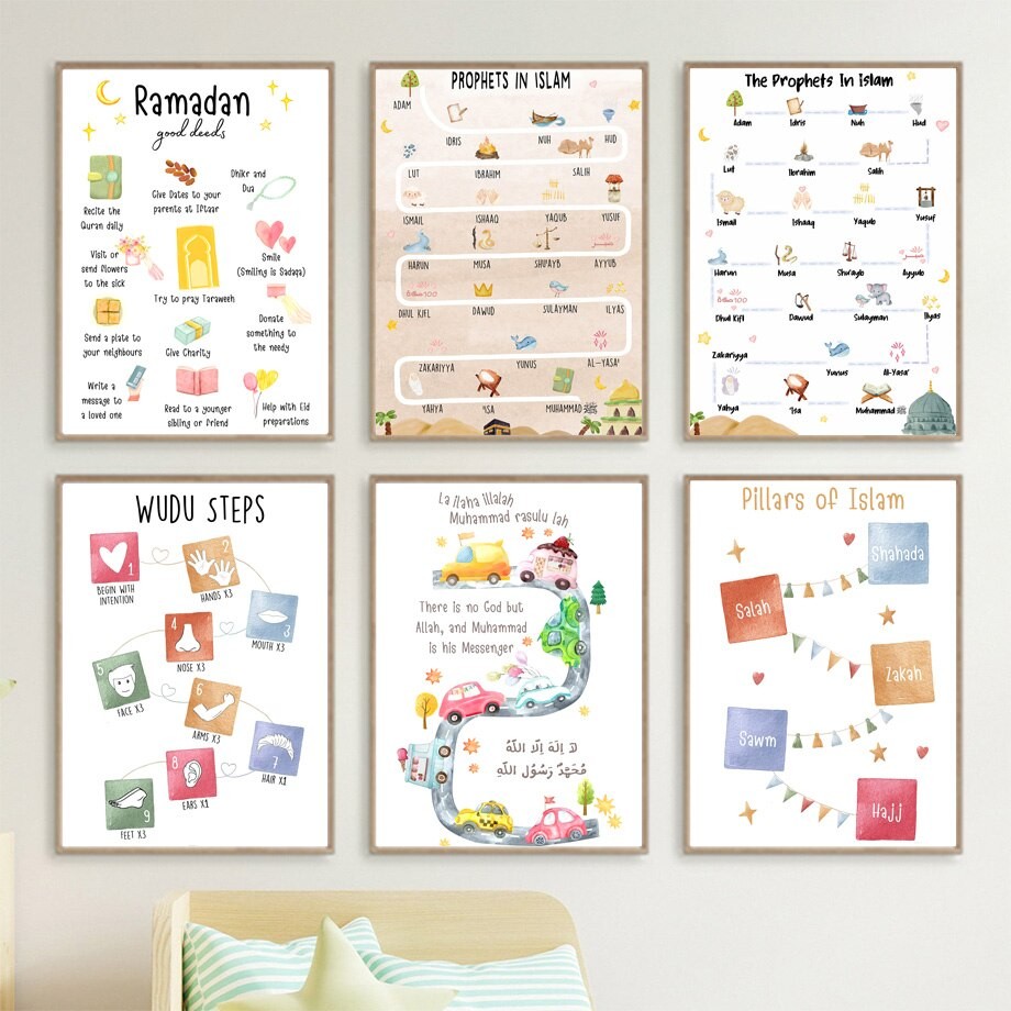 

Islamic Arabic Quran Prophets Faith Wall Art Canvas Painting Nordic Style Posters and Prints for Homeschool Decor Mural Picture