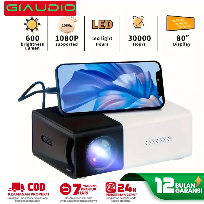 YG300 Proyektor Mini Portable Hp Android 4K Full HDMI Led Mini Proyektor TV Mini Home Theater Dukung