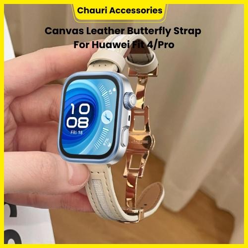Canvas Leather Butterfly Strap Strap For Huawei Fit 4 / Fit 4 Pro