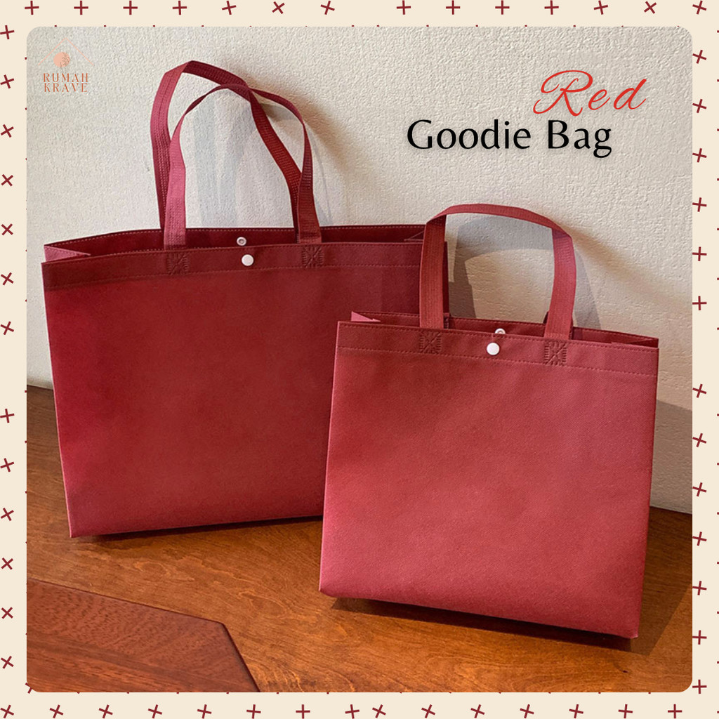 

RUMAH KRAVE - Goodie Bag Red Merah Tote Bag Kantong Hadiah