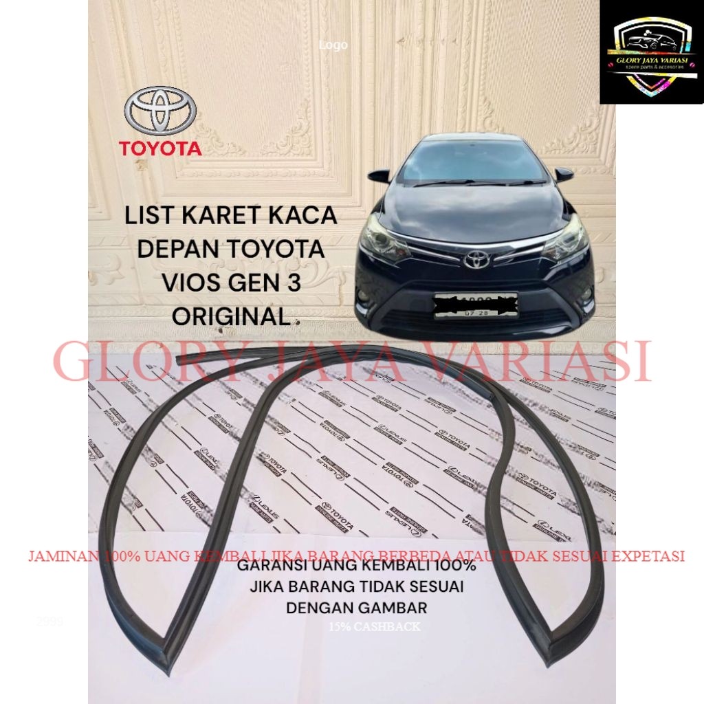 KARET KACA DEPAN LIST KACA BESAR DEPAN TOYOTA VIOS GEN 3 ORIGINAL