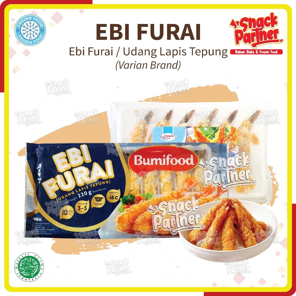 

BUMIFOOD 10 PCS 220 GR / JOYFUL 6 PCS 120 GR - EBI FURAI - Udang Goreng Lapis Tepung Shrimp - Bumi food Joy Ful FROZEN FOOD Banjarmasin