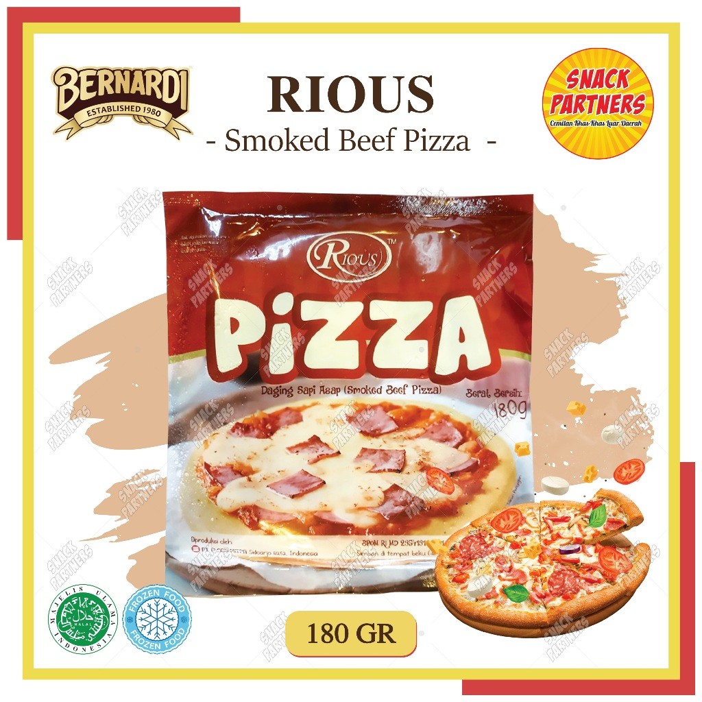 

RIOUS | SMOKED BEEF PIZZA 180 GR by BERNARDI - Pizza Daging Sapi Asap FROZEN FOOD Beku