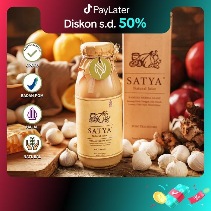 

Satya Natural Juice (Jus Bawang Putih Tunggal, Jahe Merah, Madu Hutan, Cuka Apel, Lemon)