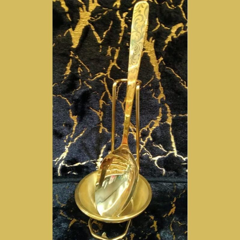 Sendok Lauk Prasmanan Stainless Gold + Tatakan Sendok Stainless Gold